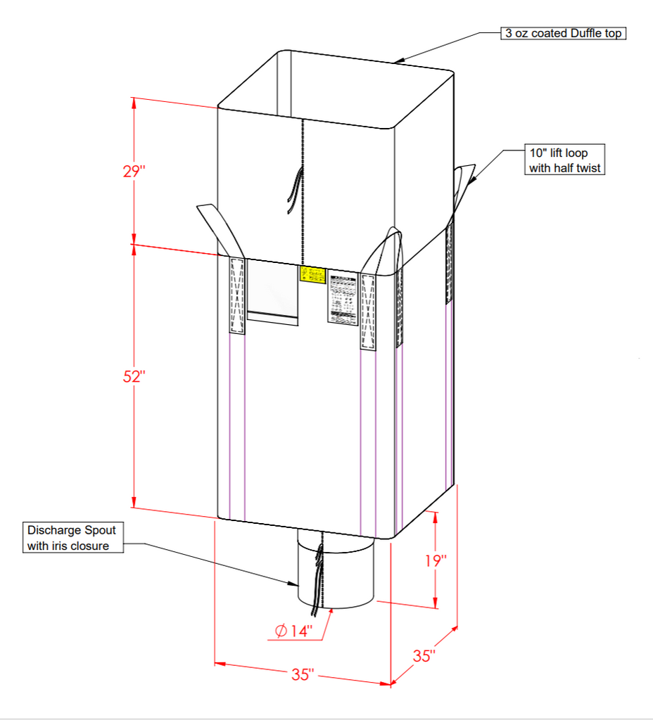Tubular SUPER SACK® Mega | Coated Duffle Top, Spout Bottom
