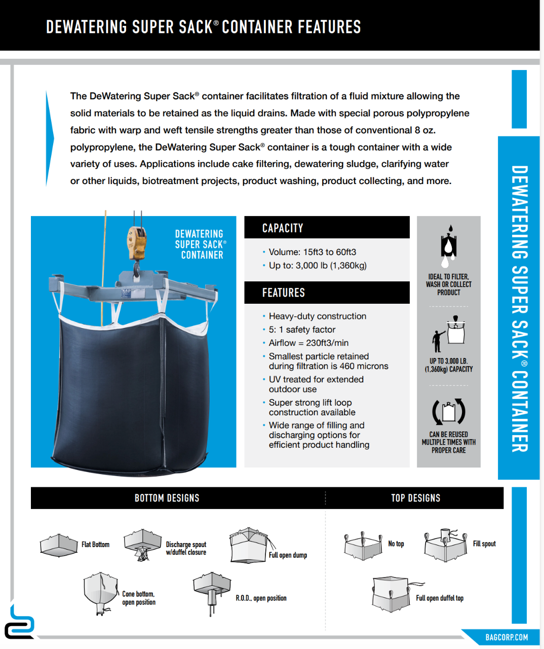 35” X 35” X 40” (H) DeWatering Super Sack