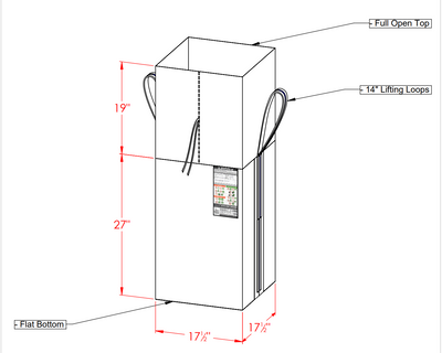 Bulk Bags (FIBC) - Open Top, Flat Bottom, 33 x 33 x 36