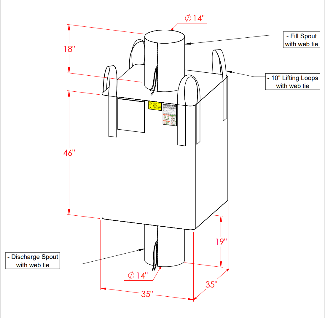 35" X 35" X 46" (H) Super Sack Container