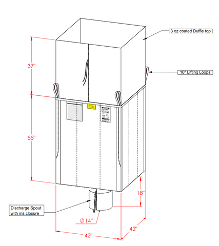 42" x 42" x 55" (H) Design Super Sack® Container