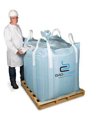 The Crohmiq Blue Super Sack container has special static dissipating fibers woven into the fabric for reliable static control. This bulk bag container has a standard spout top with a discharge spout bottom. The fabric is anti-static coated, Type "D" Crohmiq and is FDA GRAS for food.  Holds up to 2,200 pounds.